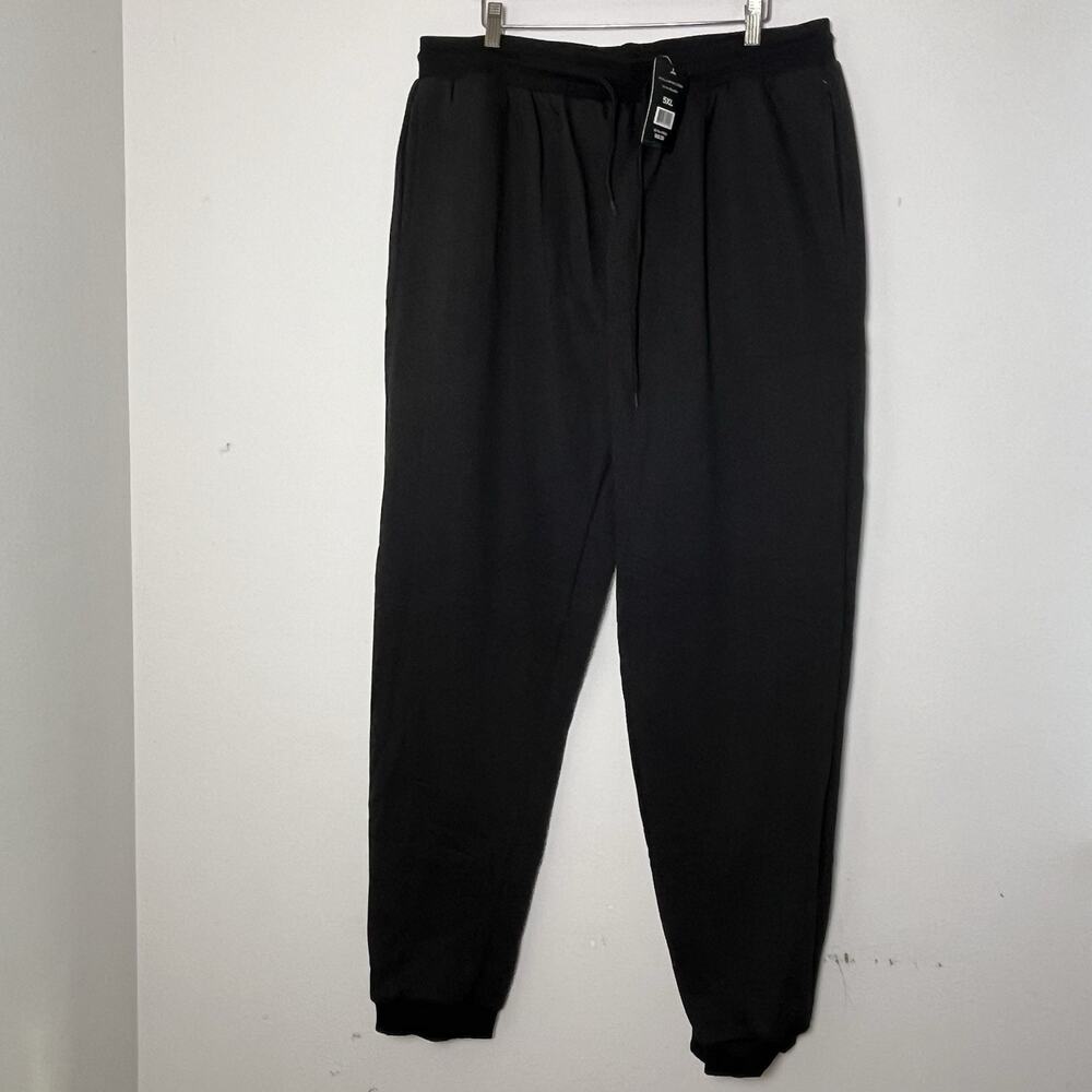 Blue Ice Mens 5XL Black Tapered Jogger Fleece Sweatpants Gym Casual Comfort NWT